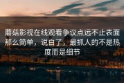 蘑菇影视在线观看争议点远不止表面那么简单，说白了，最抓人的不是热度而是细节