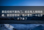 蘑菇视频不算热门，却总有人悄悄收藏，原因很现实，有人看到一半就停不下来了