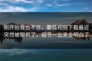 刚开始我也不信，蘑菇视频下载最近突然被聊疯了，细节一出来全明白了
