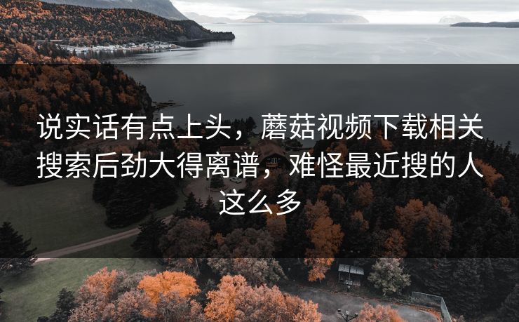 说实话有点上头，蘑菇视频下载相关搜索后劲大得离谱，难怪最近搜的人这么多