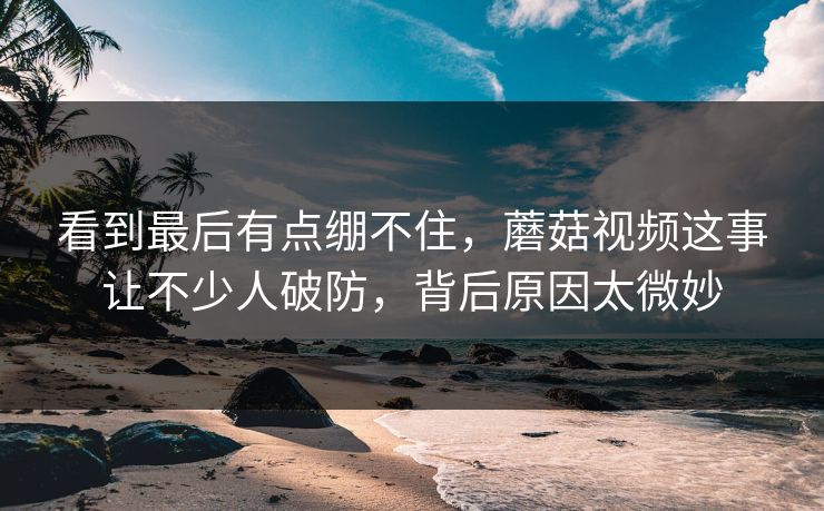 看到最后有点绷不住,蘑菇视频这事让不少人破防,背后原因太微妙 看到最后有点绷不住,蘑菇视频这事让不少人破防,背后原因太微妙