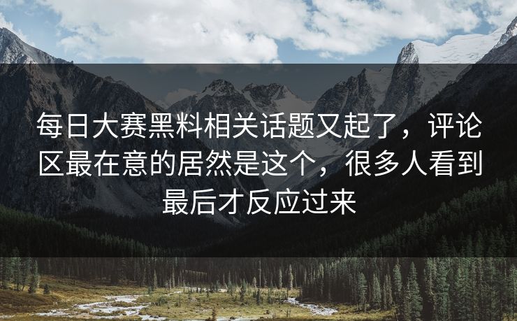 每日大赛黑料相关话题又起了，评论区最在意的居然是这个，很多人看到最后才反应过来