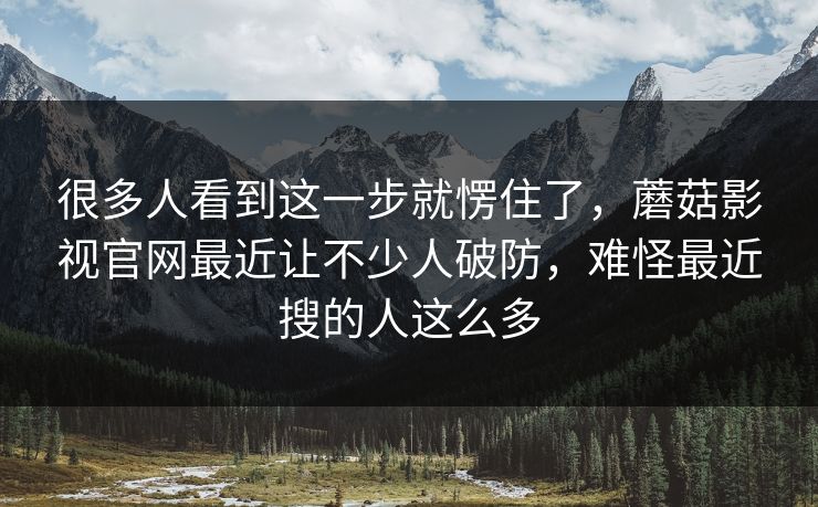 很多人看到这一步就愣住了,蘑菇影视官网最近让不少人破防,难怪最近搜的人这么多 很多人看到这一步就愣住了,蘑菇影视官网最近让不少人破防,难怪最近搜的人这么多