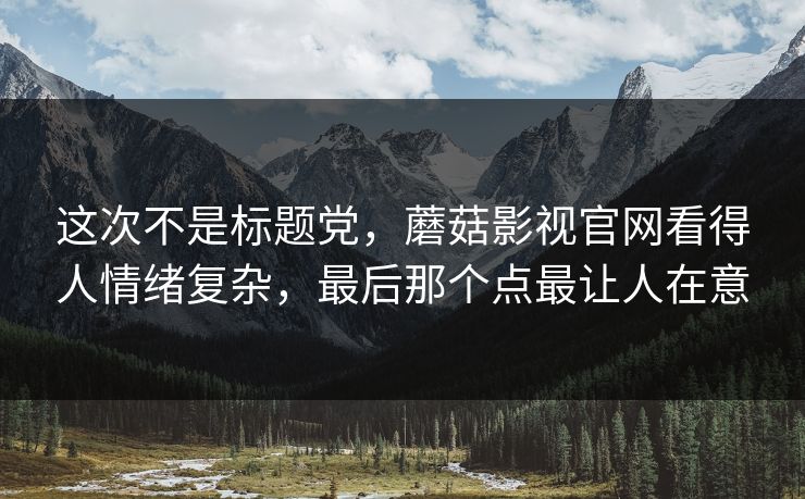 这次不是标题党，蘑菇影视官网看得人情绪复杂，最后那个点最让人在意