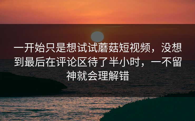 一开始只是想试试蘑菇短视频,没想到最后在评论区待了半小时,一不留神就会理解错 一开始只是想试试蘑菇短视频,没想到最后在评论区待了半小时,一不留神就会理解错