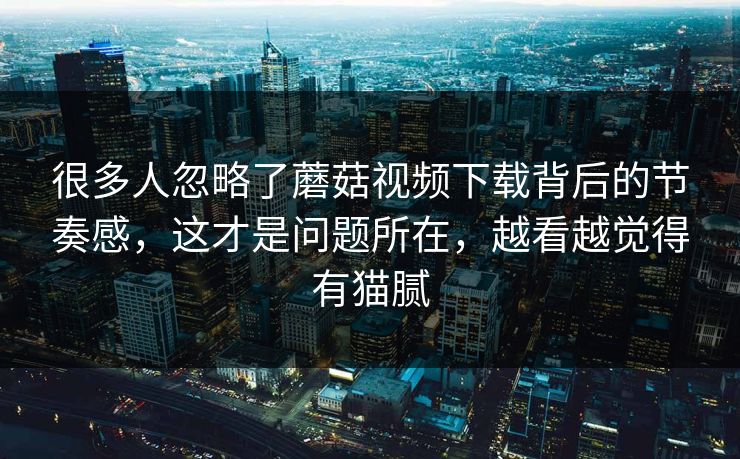 很多人忽略了蘑菇视频下载背后的节奏感，这才是问题所在，越看越觉得有猫腻