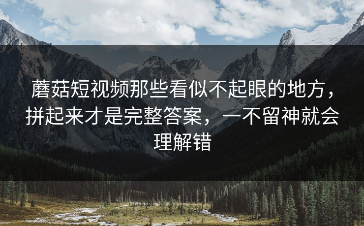蘑菇短视频那些看似不起眼的地方，拼起来才是完整答案，一不留神就会理解错